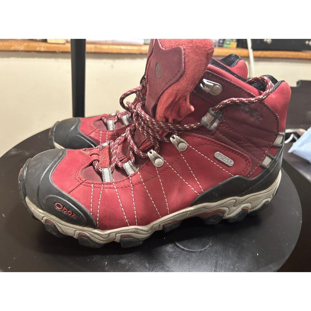 Oboz Bridger Mid Womens Size 8 Red Black B-Dry Waterproof Hiking Trail Boots